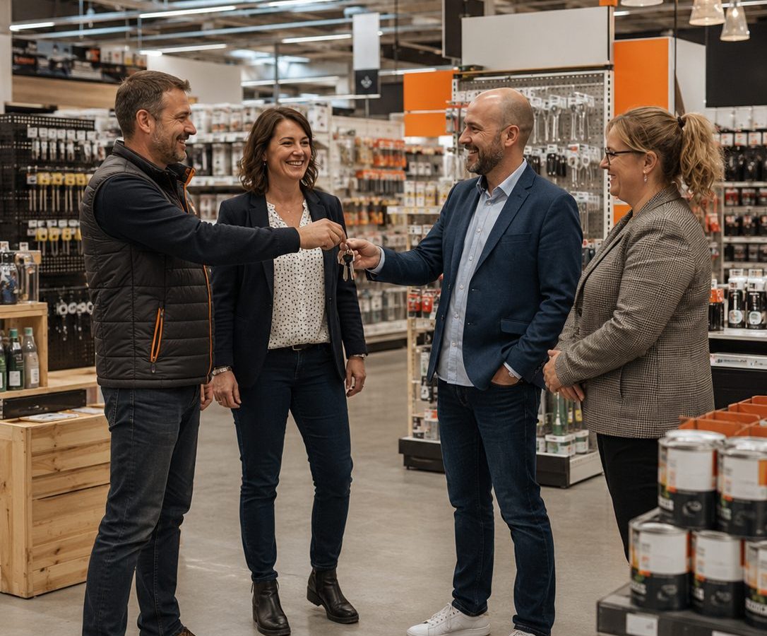 Remise des cles d'un point de vente fraichement amenage
